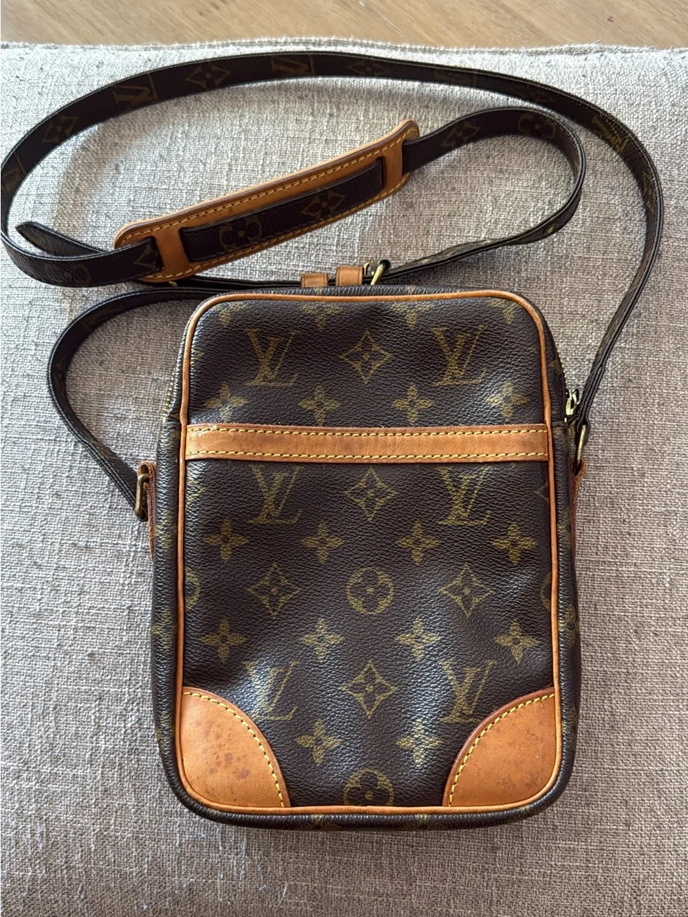 Louis Vuitton vintage Monogram Canvas Messenger Crossbody in Brown and Tan